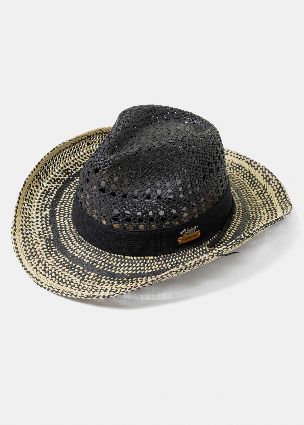 Black & Ecru Cowboy Style Hat w/ Black Hatband
